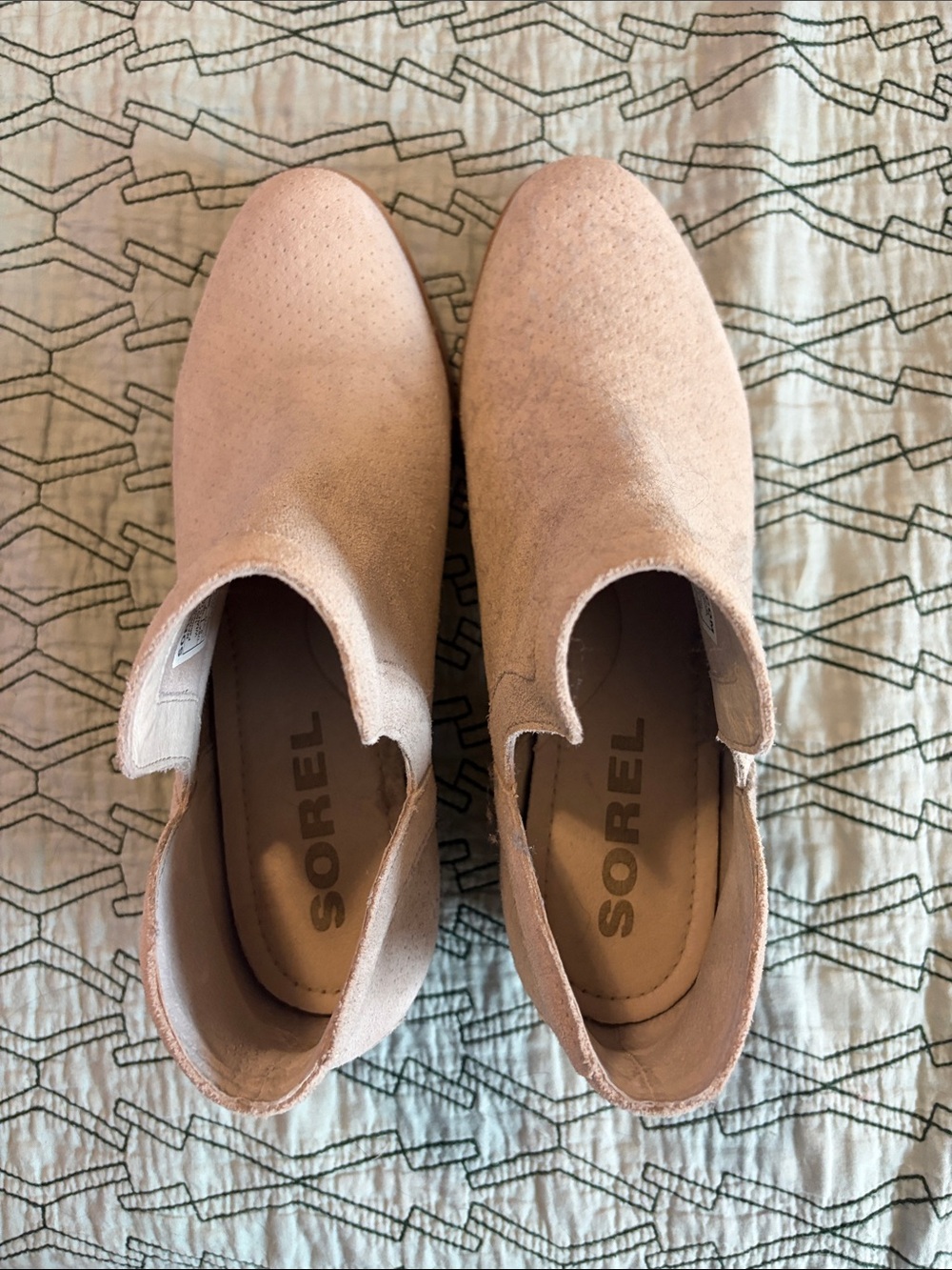 Sorel Women’s Cream Suede Slip-On Ankle Booties